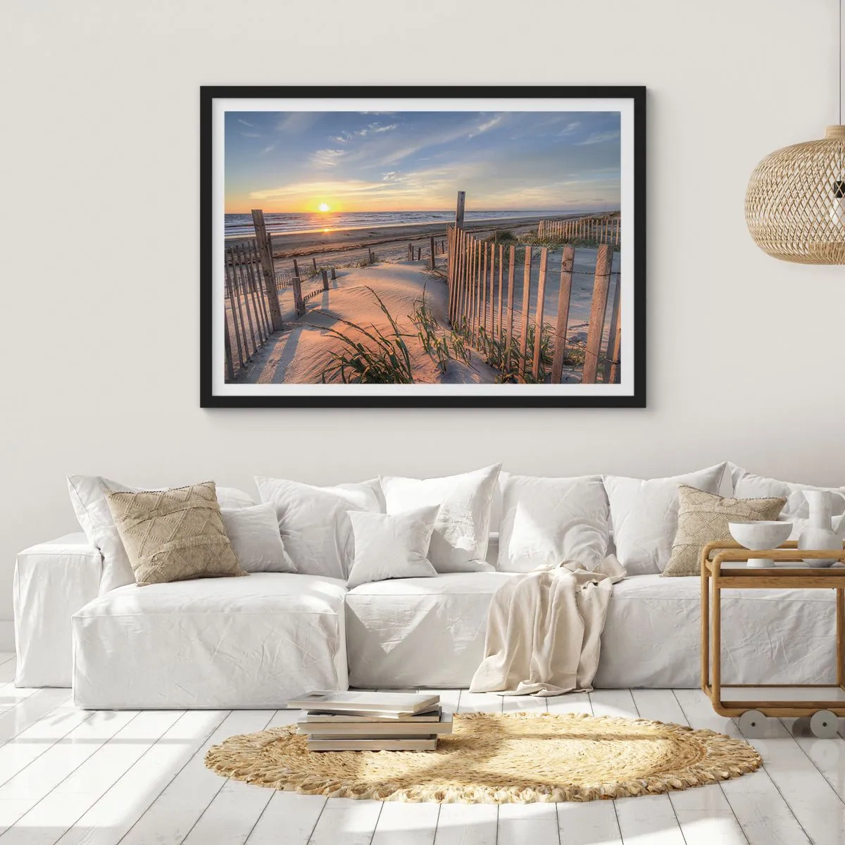 Pôster com moldura preta - Brilho e sombra do vento - 100x70 cm