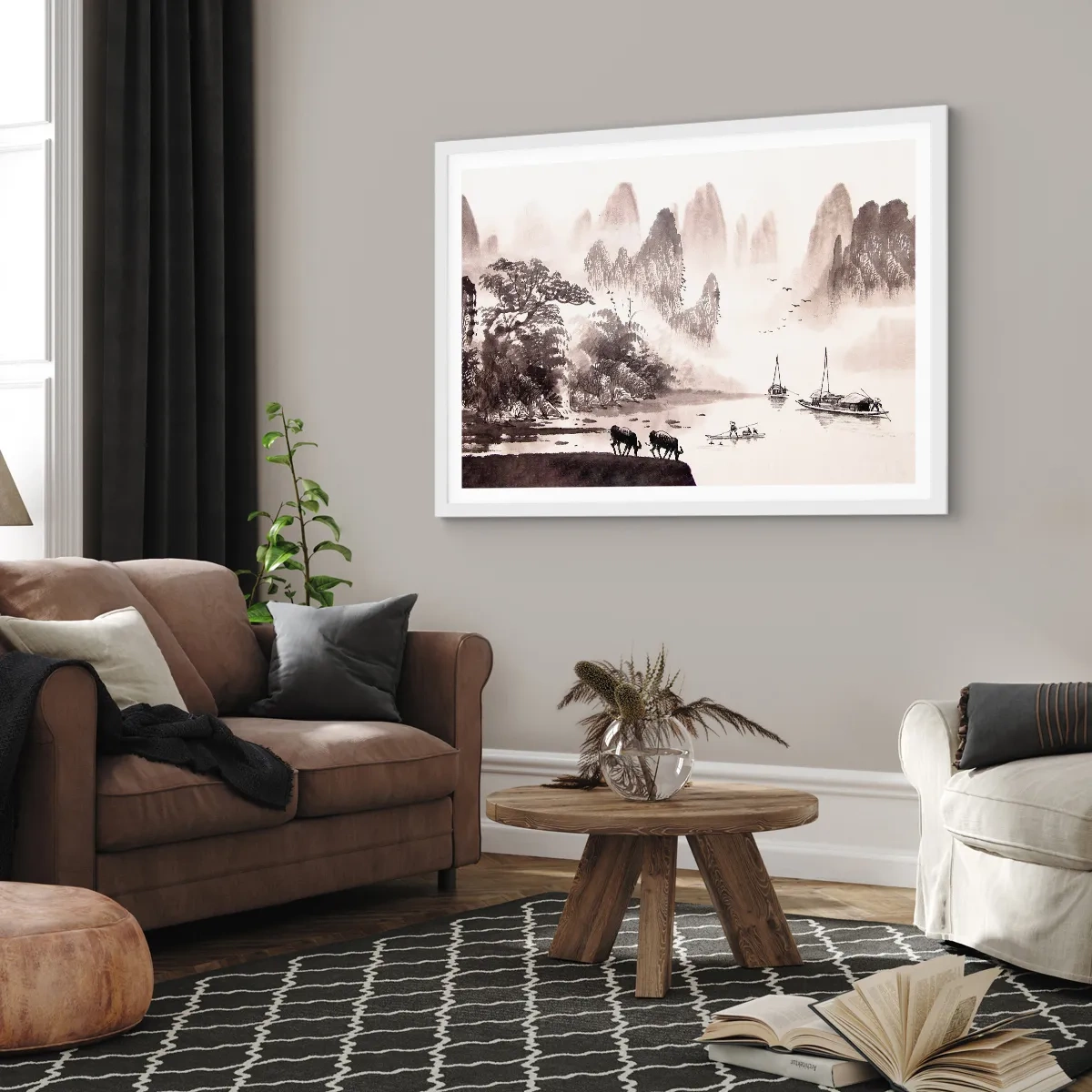 Pôster em moldura branca - O cotidiano exótico do Oriente - 70x50 cm