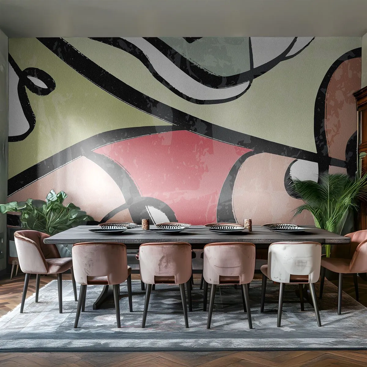 Papel de Parede Standard Eco - Piruetas entre cores - Abstração, Pedaço, Moderno - 350x256 cm