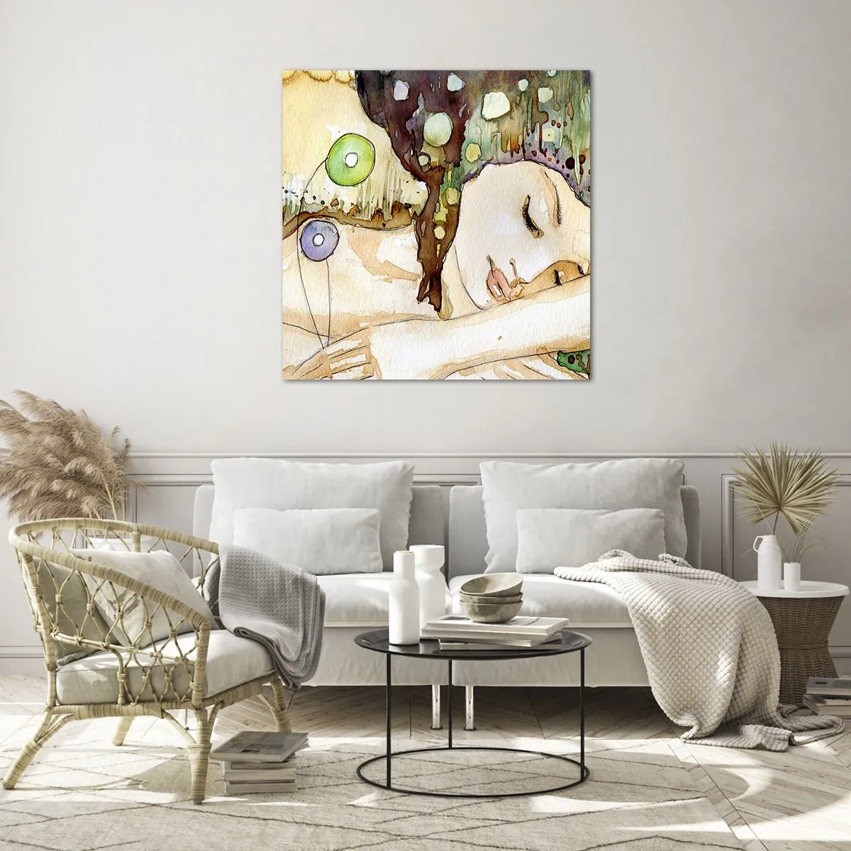 Quadro em vidro - Um sonho Violeta Esmeralda - 40x40 cm