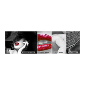 Amostra de papel de parede Premium Canvas - Um estudo em vermelho - Mulher, lábios vermelhos, Moda - 100x30 cm