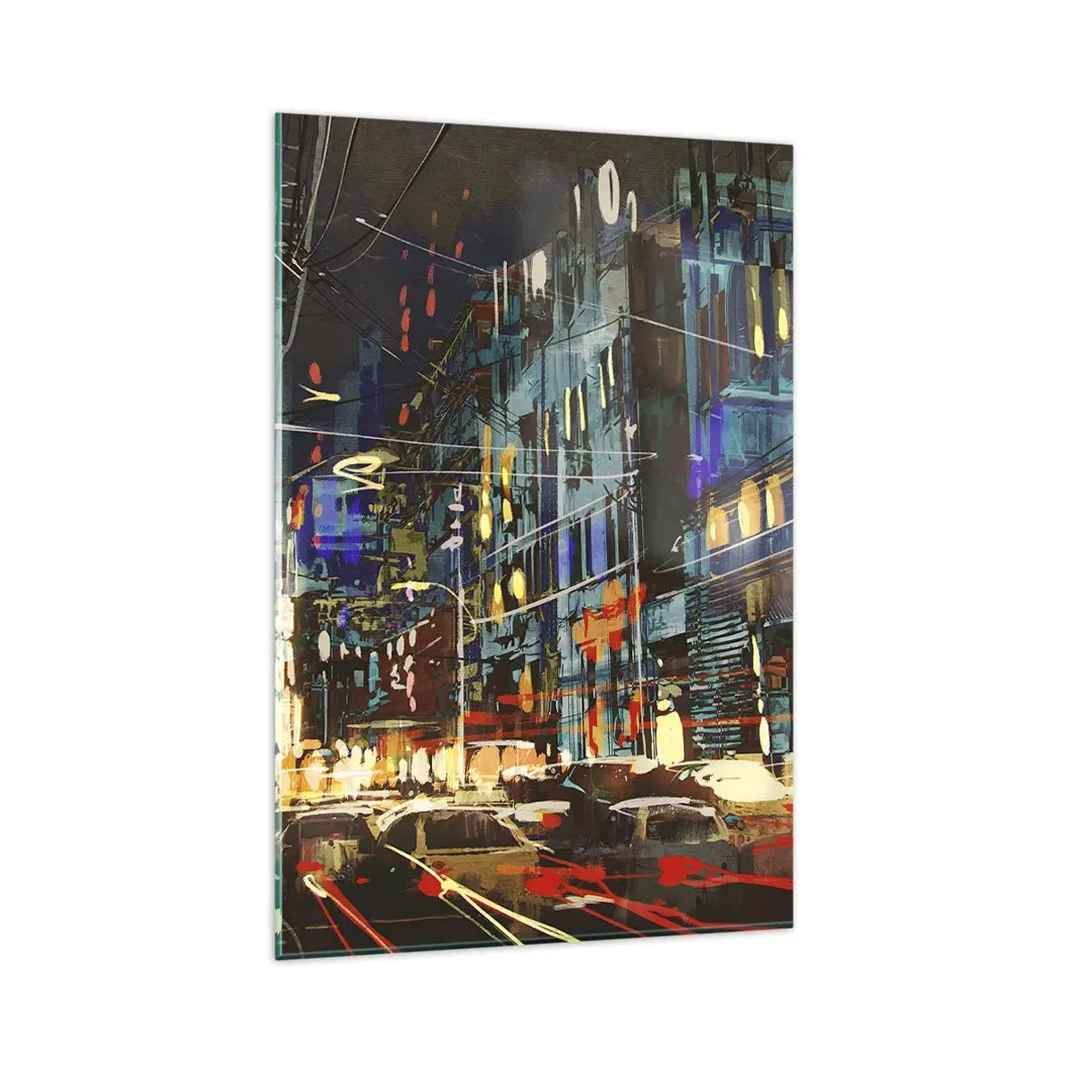 Quadro em vidro - O alvoroço da rua à noite - 80x120 cm