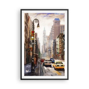 Pôster com moldura preta - Nova York – colorida também na chuva  - 61x91 cm