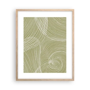 Pôster com moldura de carvalho claro - Abstração intrincada em branco - 40x50 cm