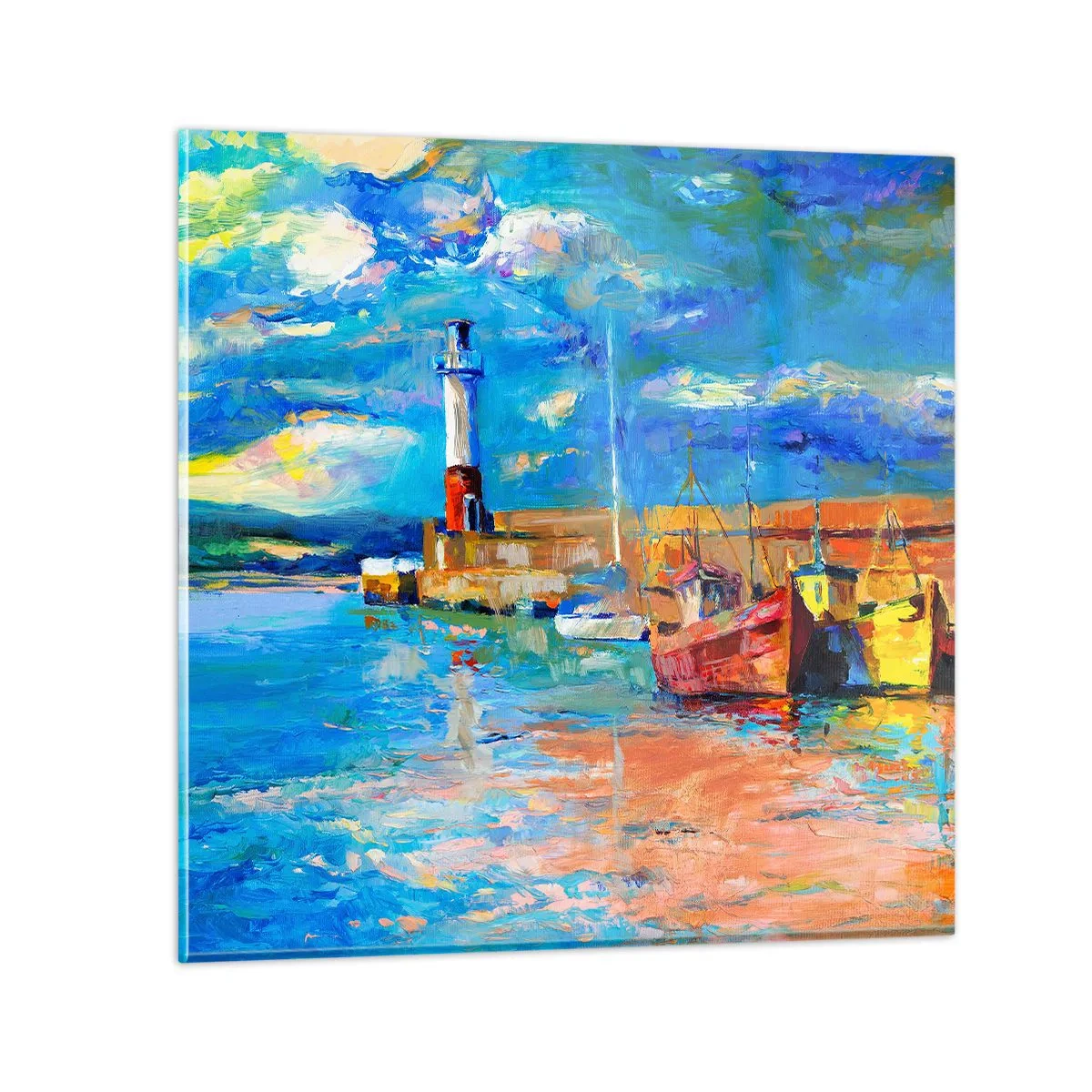 Quadro em vidro - Tarde na baía do arco-íris - 30x30 cm