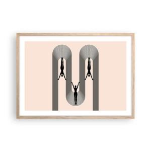 Pôster com moldura de carvalho claro - De cabeça para baixo - 70x50 cm