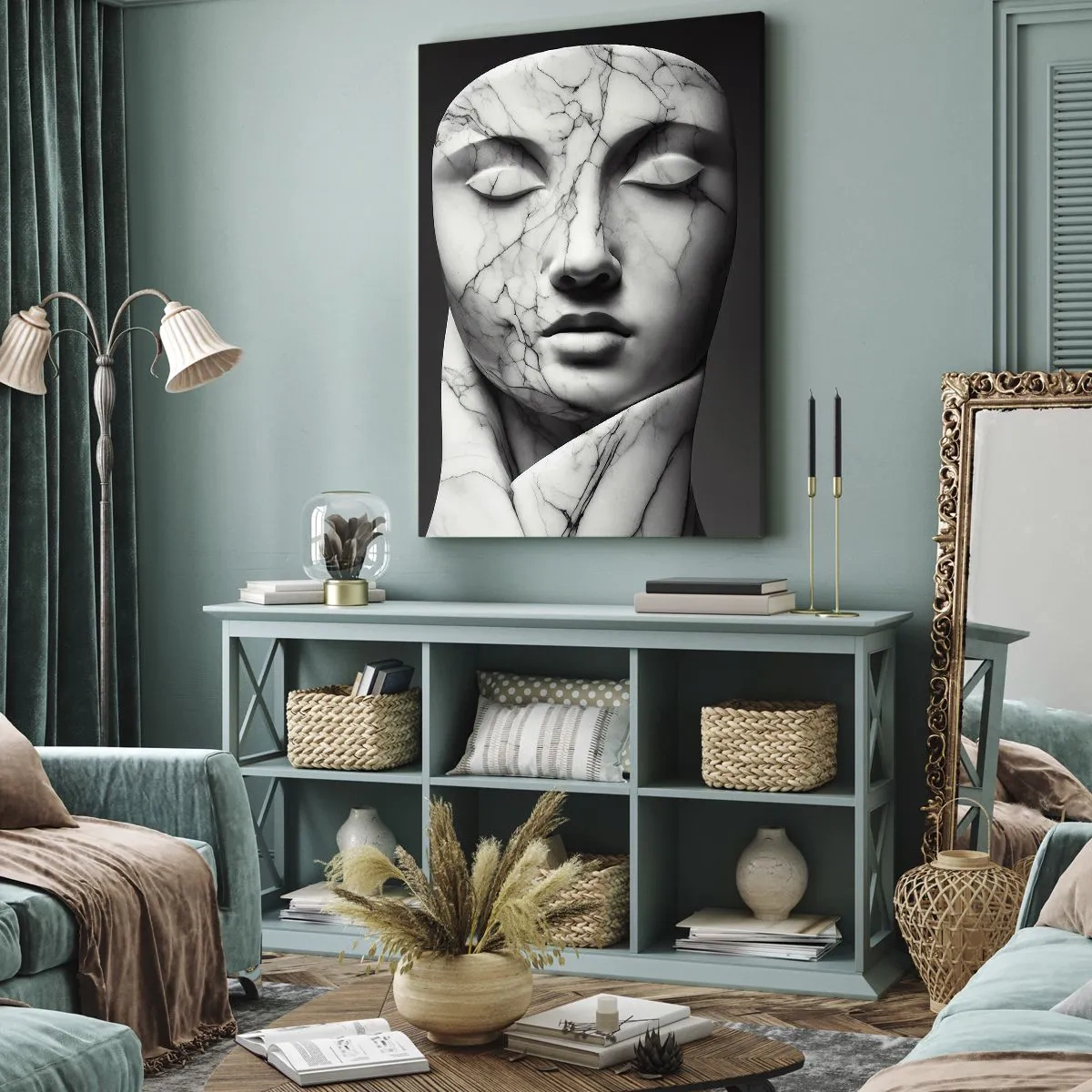 Quadro em tela - Formas de mármore - 55x100 cm