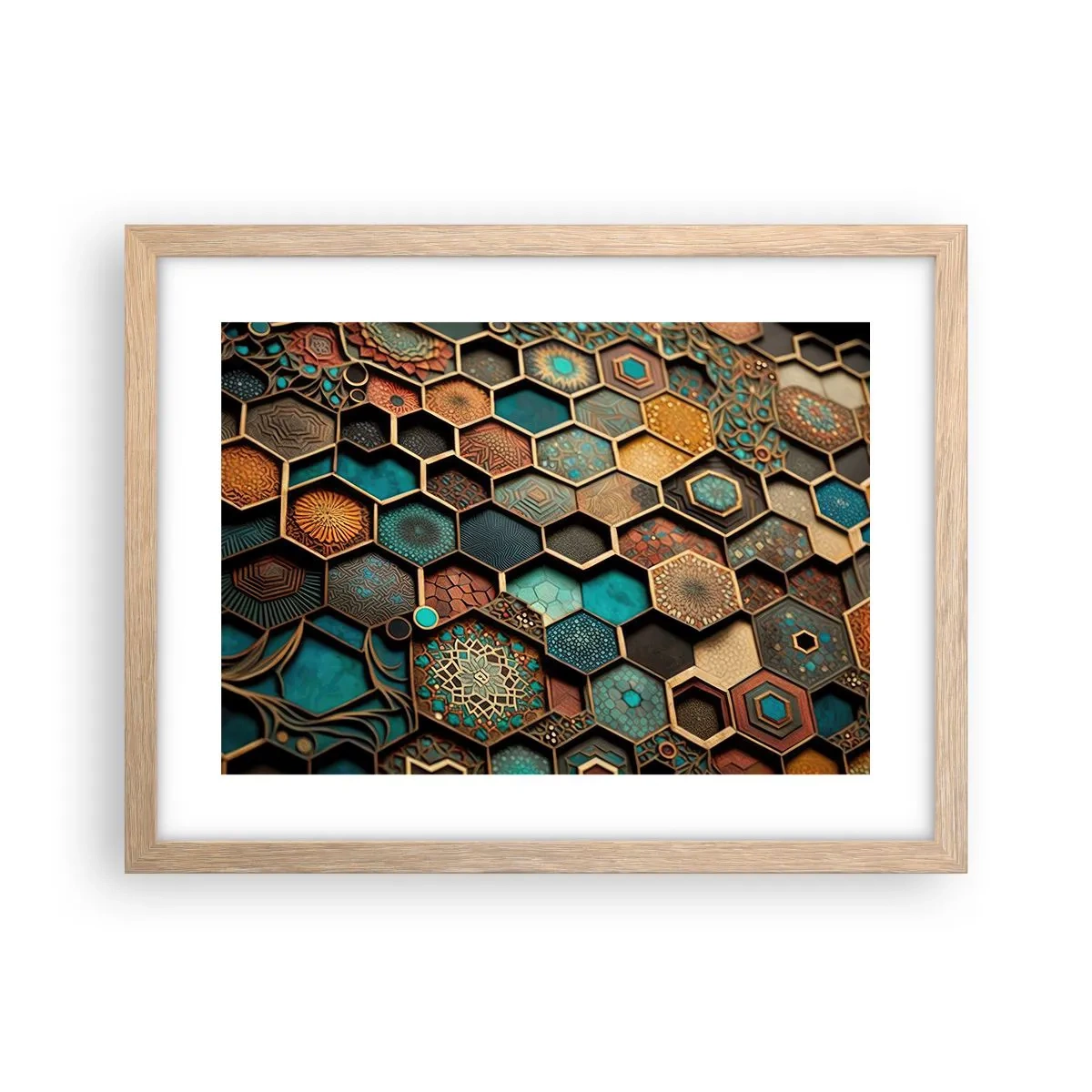 Pôster com moldura de carvalho claro - Ornamentos árabes – variação - 40x30 cm