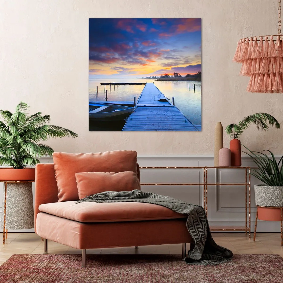 Quadro em tela - Paz violeta-dourada - 70x70 cm