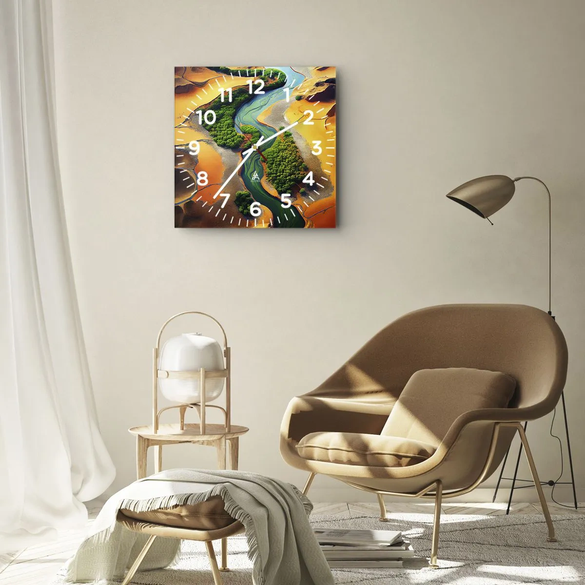 Relógio de parede - Relógio em vidro - Rio que dá vida - 40x40 cm