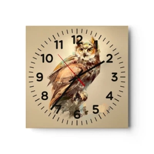 Relógio de parede - Relógio em vidro - A coruja mais inteligente - a floresta confirma - 30x30 cm