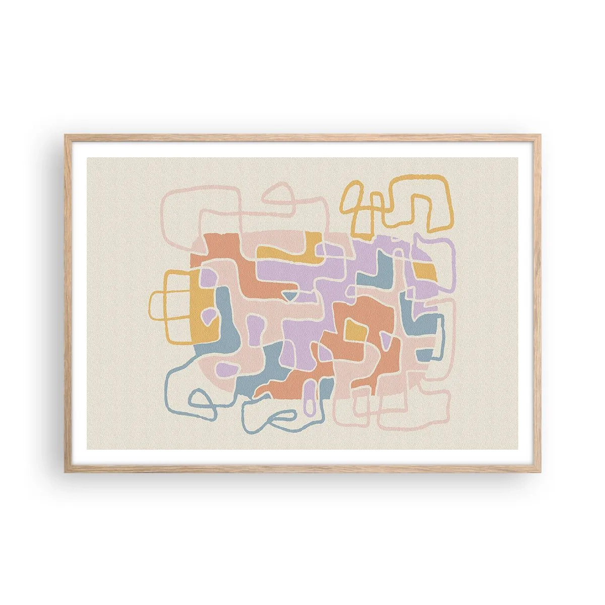 Pôster com moldura de carvalho claro - Labirinto – uma aventura alegre - 100x70 cm