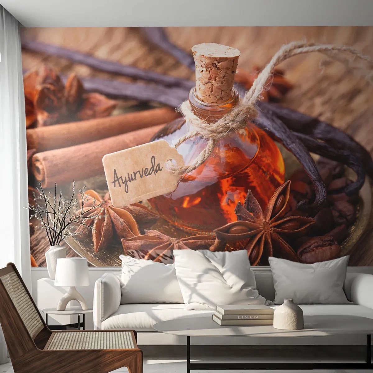 Papel de Parede Premium Sand - Rumo à unidade do corpo e do espírito - Canela, Anis, Baunilha - 100x70 cm