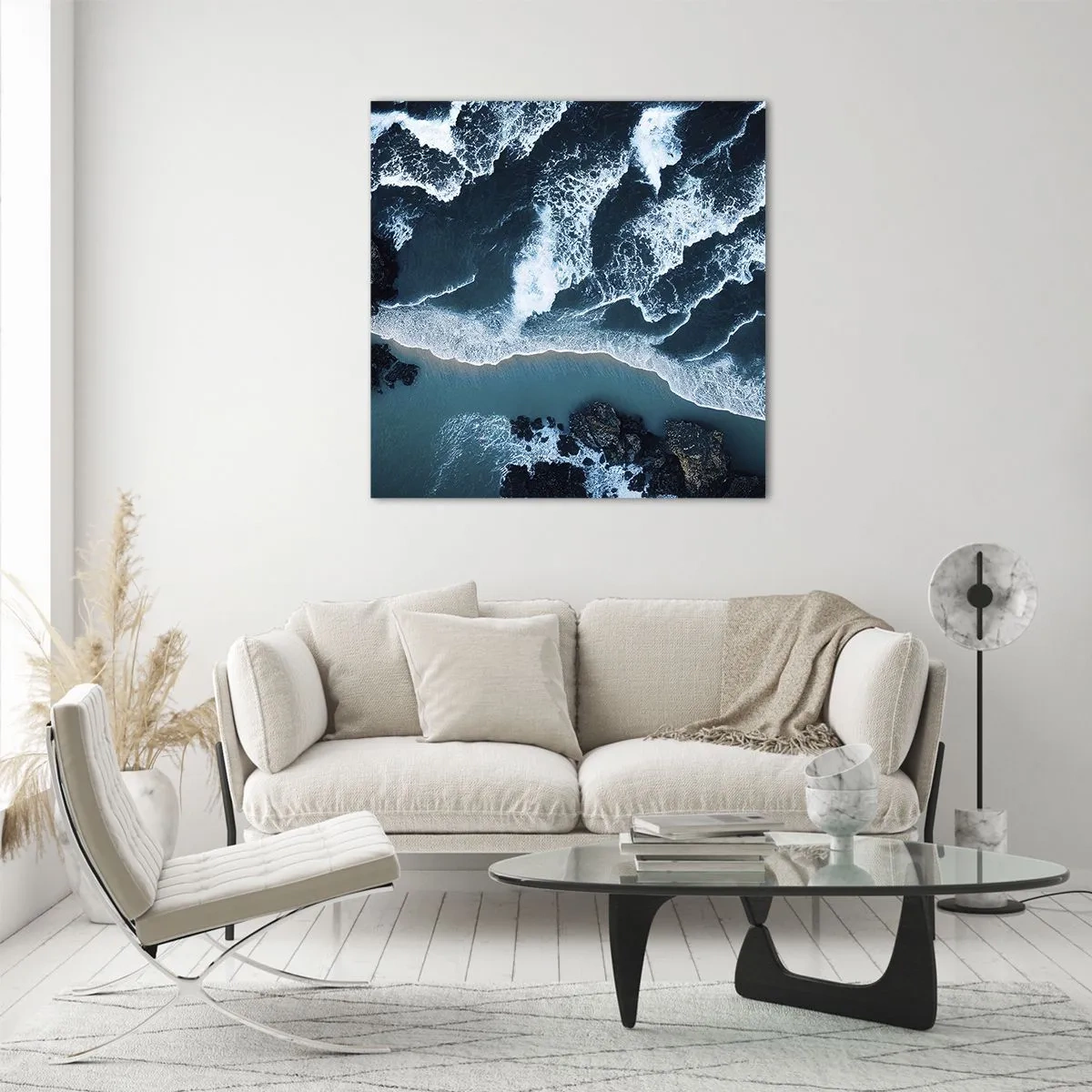 Quadro em vidro - Envolto em ondas - 40x40 cm