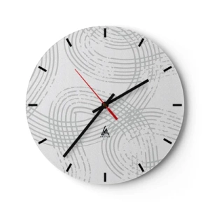 Relógio de parede - Relógio em vidro - Linhas cinzas cruzadas formando um padrão em um fundo branco - 30x30cm - Não existe caminho reto - Decoração de parede moderna para a sala de estar, cozinha e quarto ARTTOR