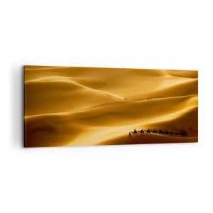 Quadro em tela - Caravana nas ondas do deserto - 100x40 cm