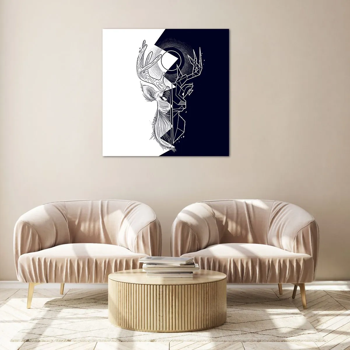 Quadro em vidro - Luta e unidade dos opostos - 70x70 cm