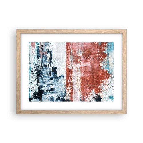 Pôster com moldura de carvalho claro - Meio a meio abstrato - 40x30 cm