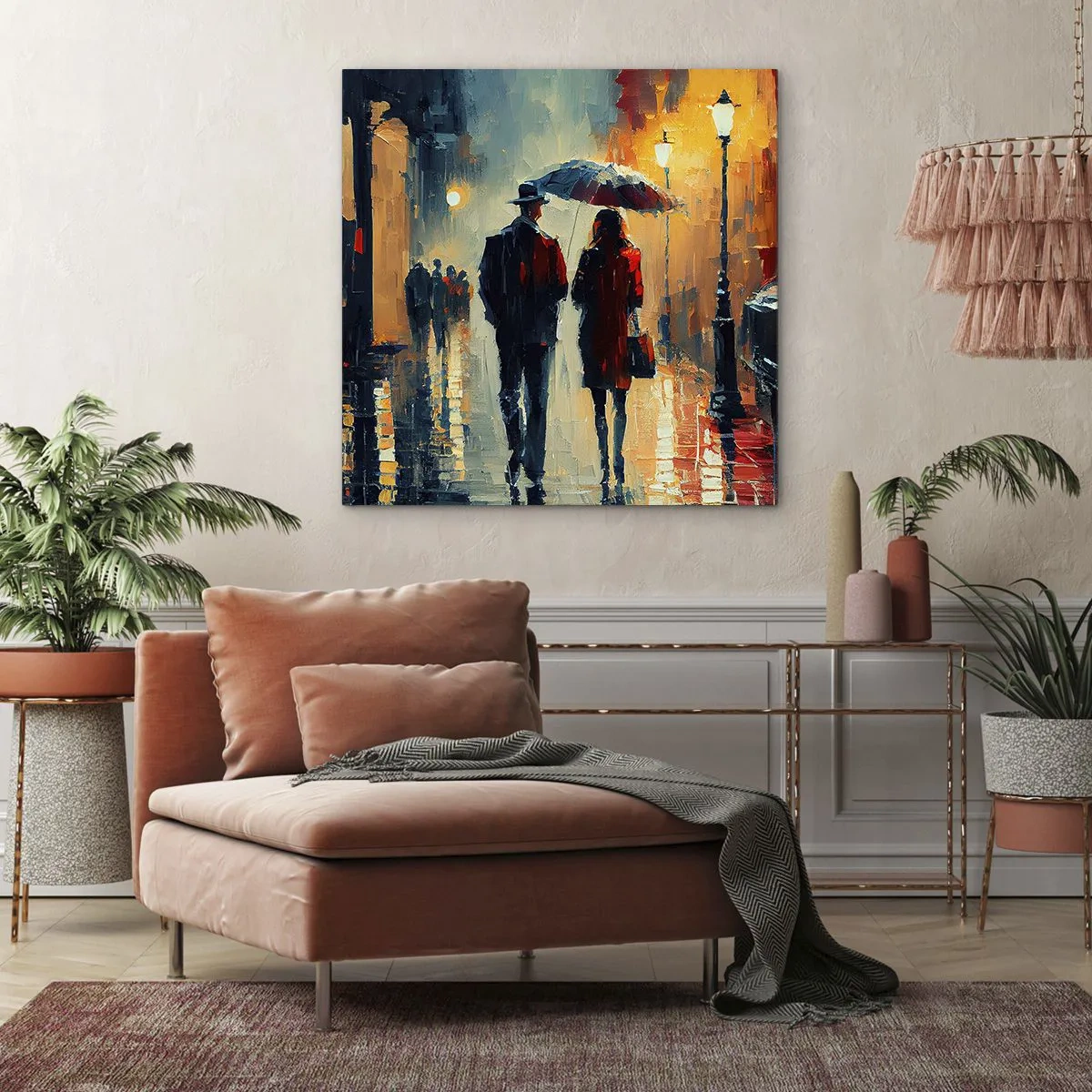 Quadro em tela - História de amor urbano - 70x70 cm