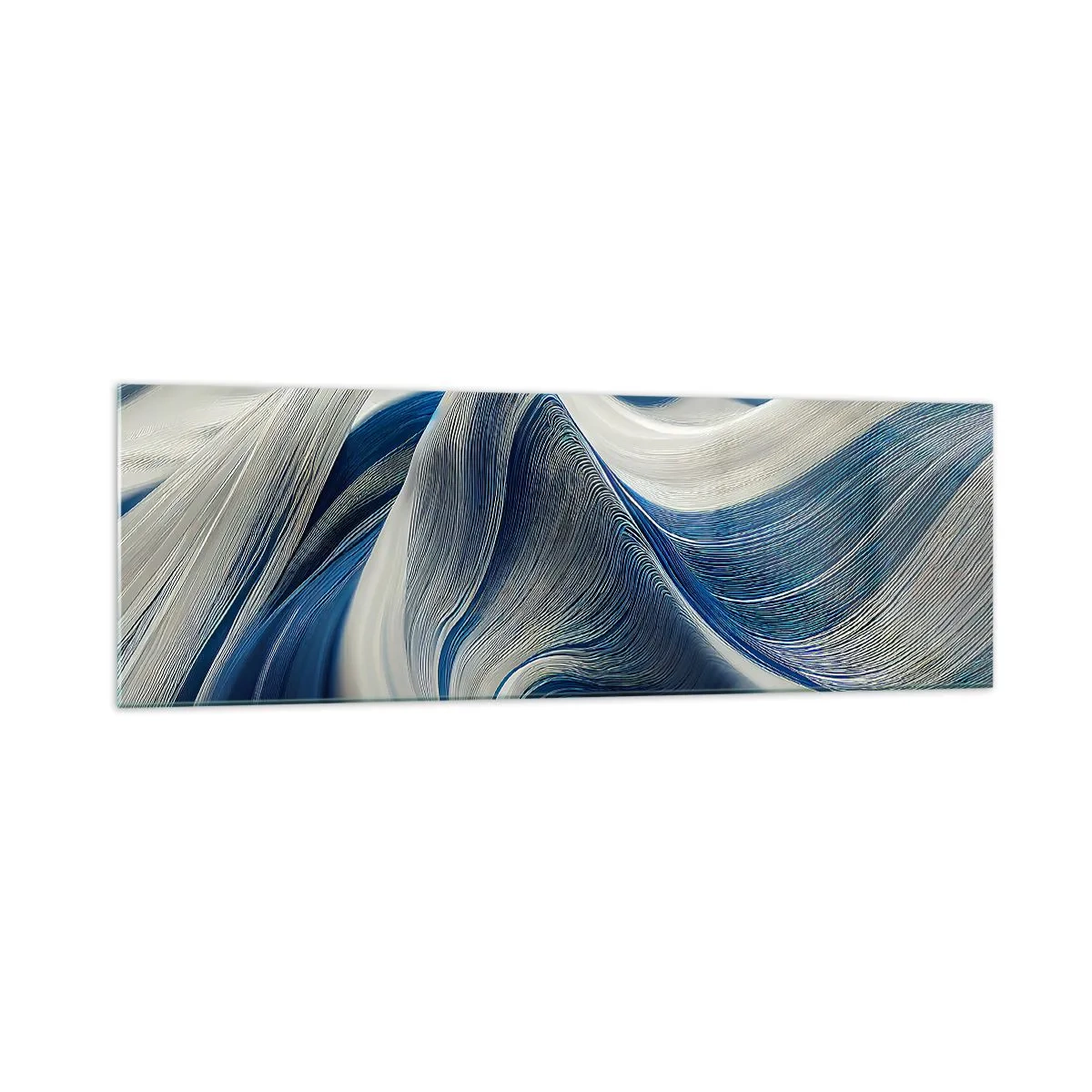 Quadro em vidro - A fluidez do azul e do branco - 160x50 cm