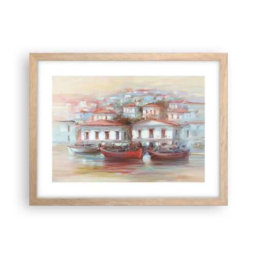 Pôster com moldura de carvalho claro - Cidade feliz - 40x30 cm