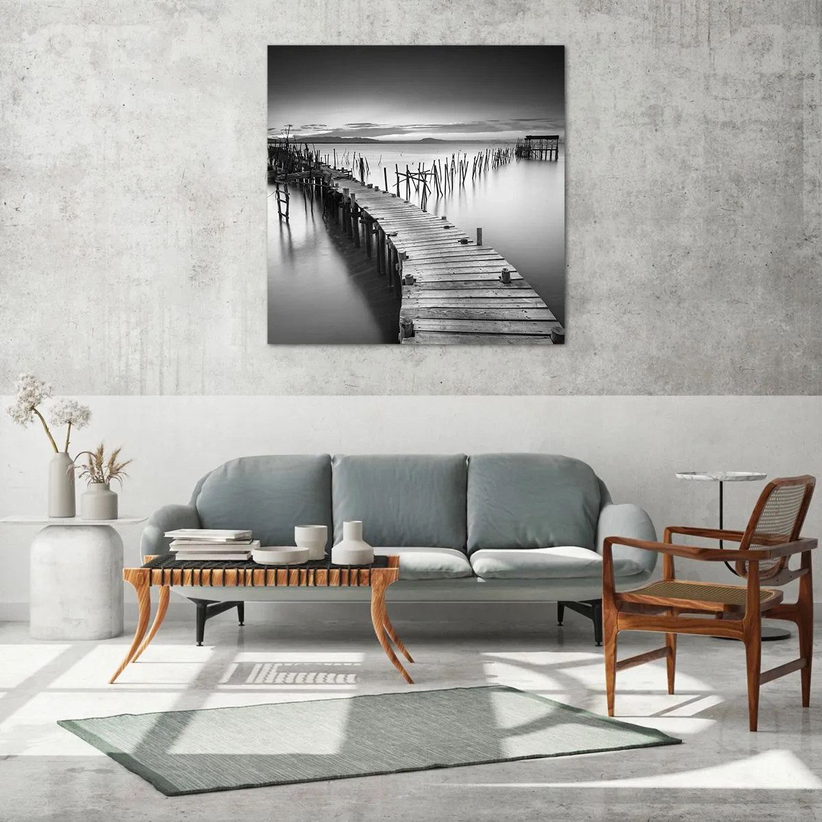 Quadro em vidro - A tranquilidade de uma costa esquecida - 60x60 cm