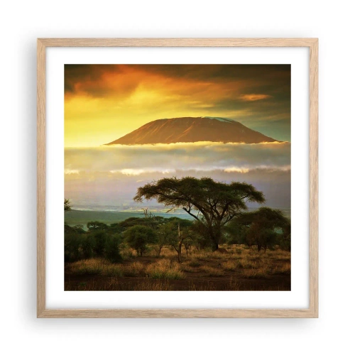 Pôster com moldura de carvalho claro - O sonho do viajante - 50x50 cm