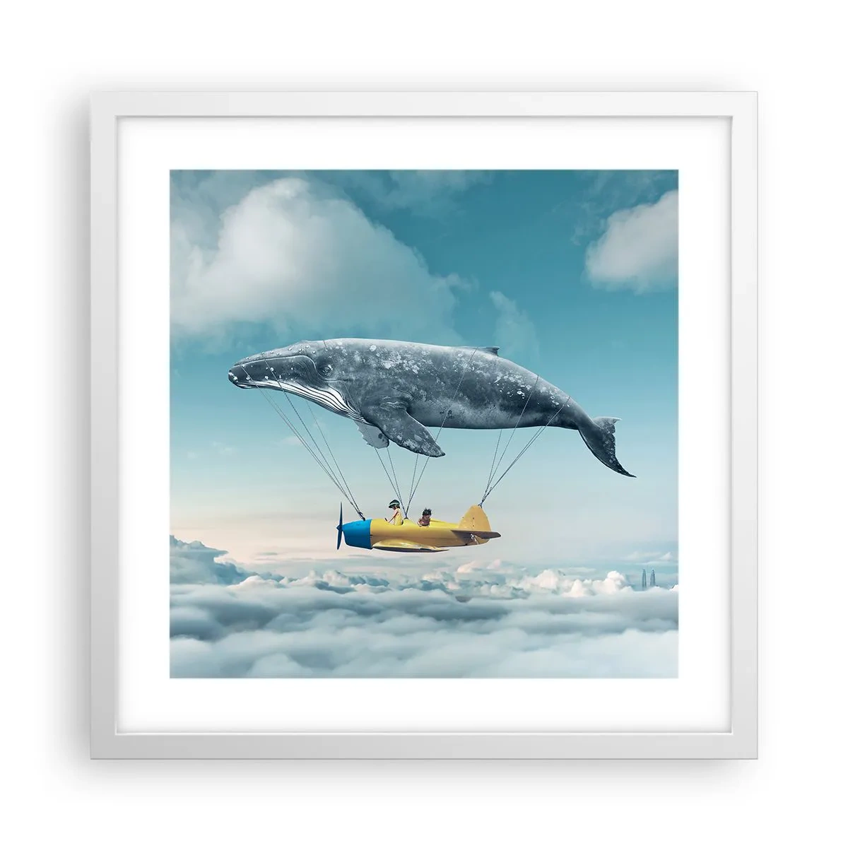 Pôster em moldura branca - Por que não? - 40x40 cm