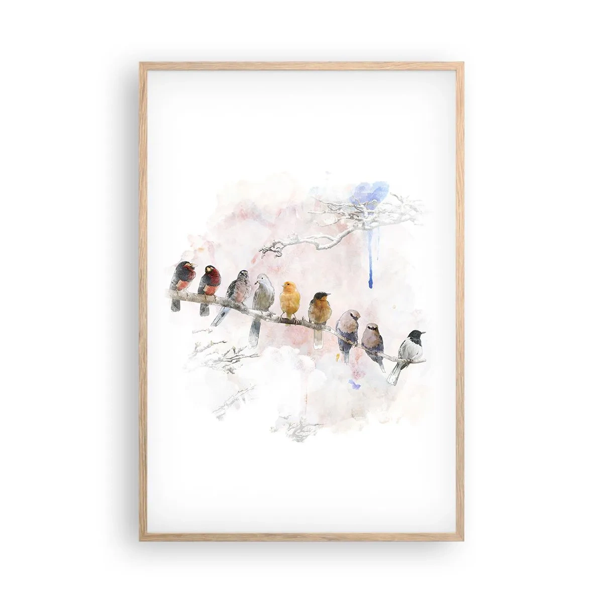 Pôster com moldura de carvalho claro - Reunião alada - 61x91 cm