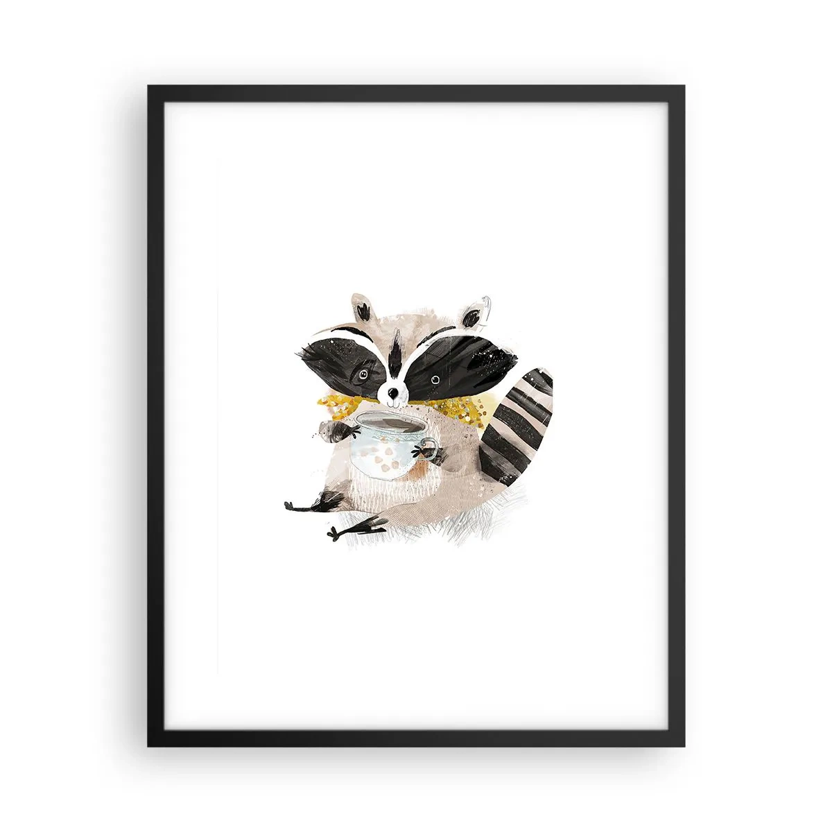 Pôster com moldura preta - O meu amigo guaxinim - 40x50 cm