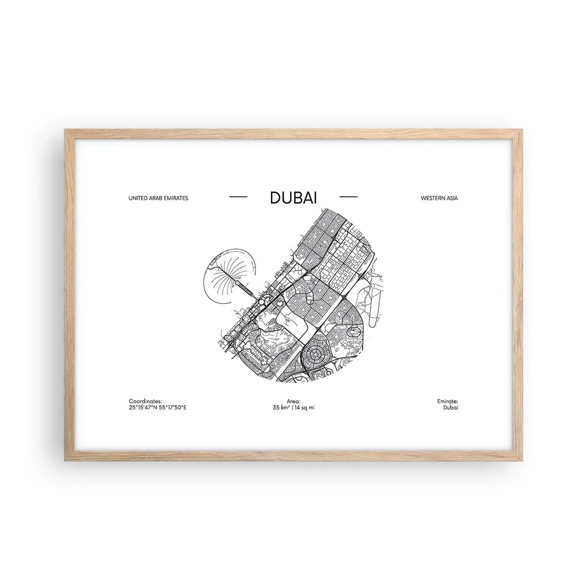 Pôster com moldura de carvalho claro - Anatomia de Dubai - 70x50 cm