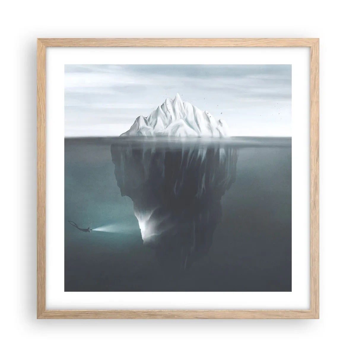 Pôster com moldura de carvalho claro - Mistério subaquático - 50x50 cm