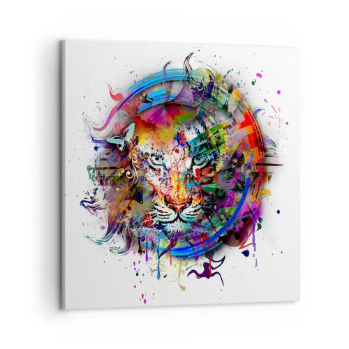 Quadro em tela - À espreita atrás do véu arco-íris - 50x50 cm