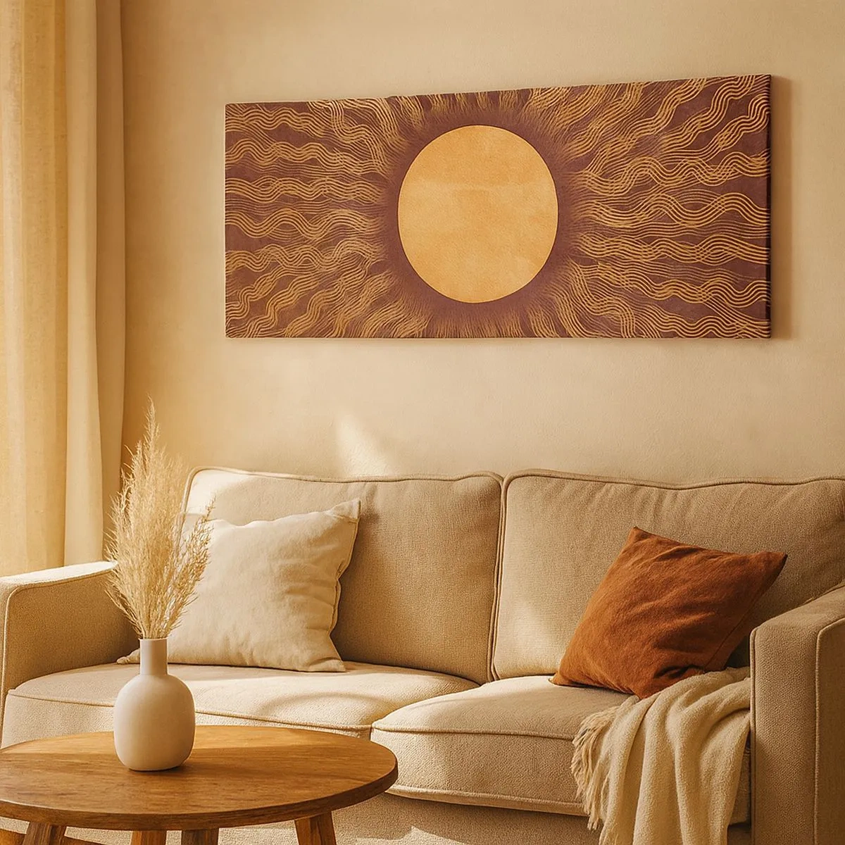 Quadro em tela - Ícone do sol - 100x40 cm