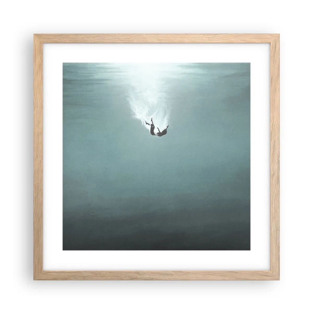 Pôster com moldura de carvalho claro - Nos braços do oceano - 40x40 cm