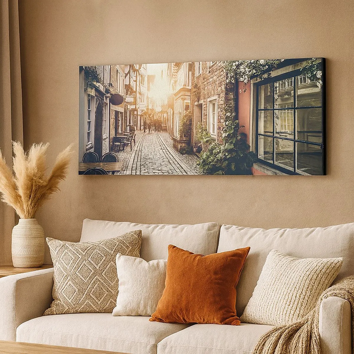 Quadro em tela - Beco rosa em brilho rosa - 100x40 cm
