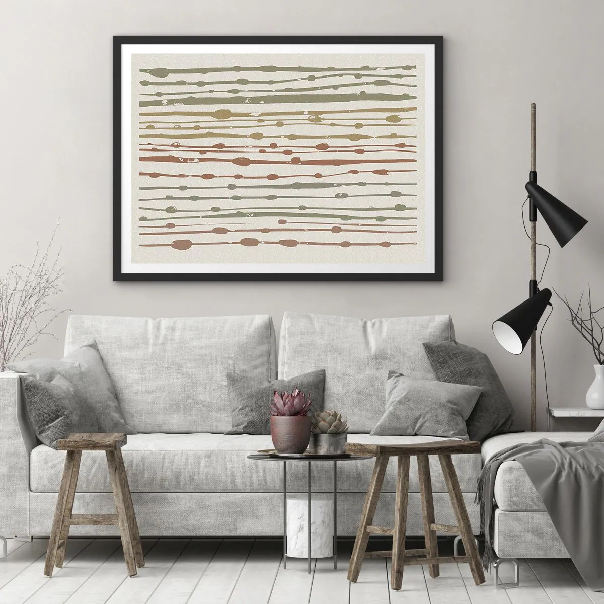 Pôster com moldura preta - Notação musical de cores - 70x50 cm
