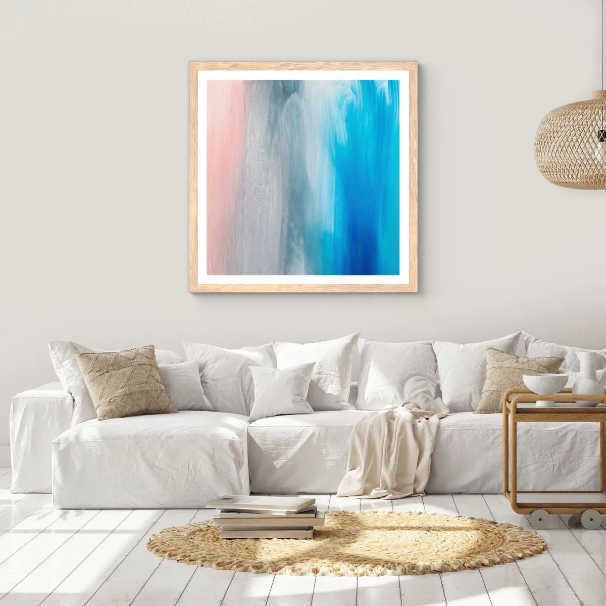 Pôster com moldura de carvalho claro - Elementos: ar - 50x50 cm