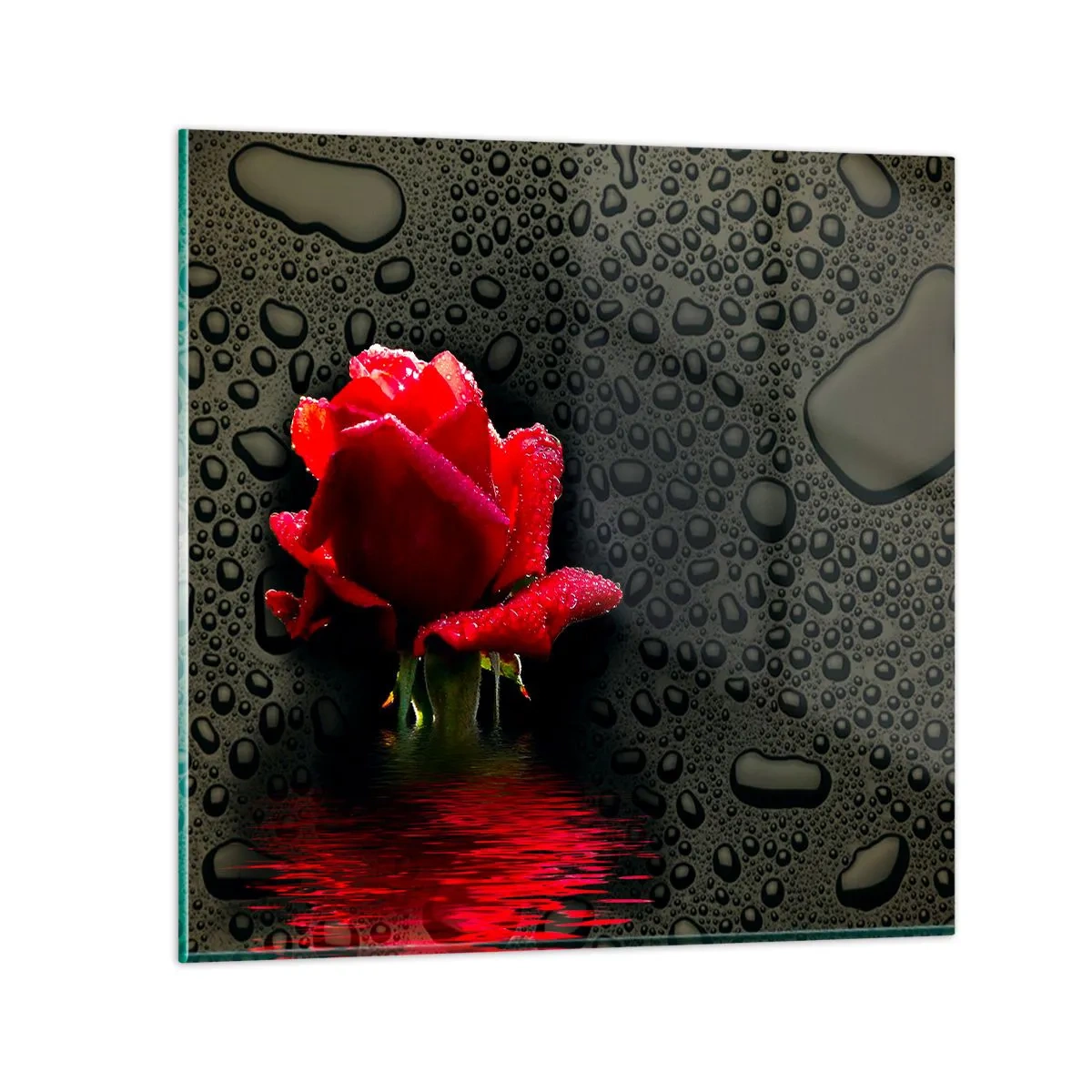 Quadro em vidro - Vermelho e preto - 30x30 cm