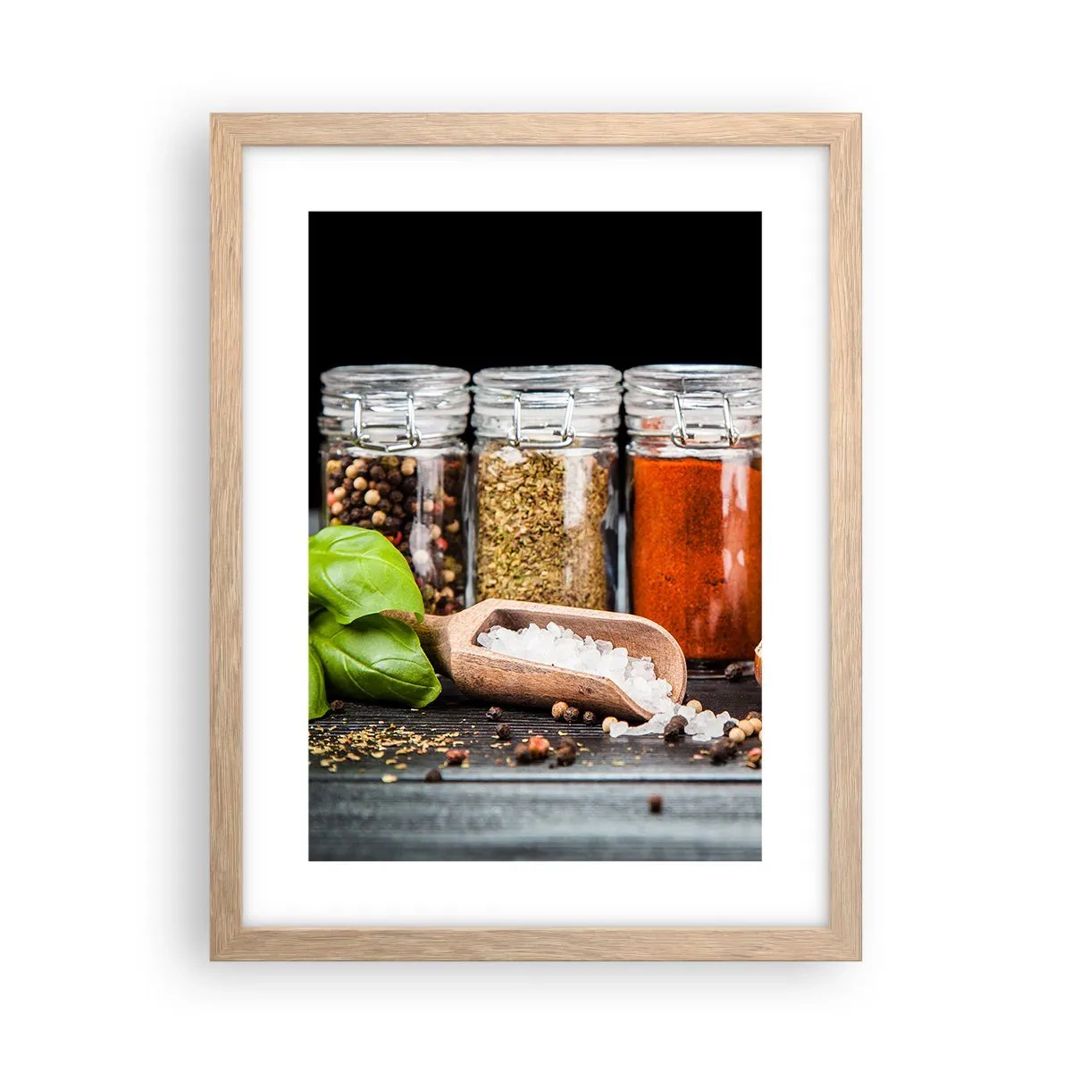 Pôster com moldura de carvalho claro - Para que a vida tenha um sabor - 30x40 cm