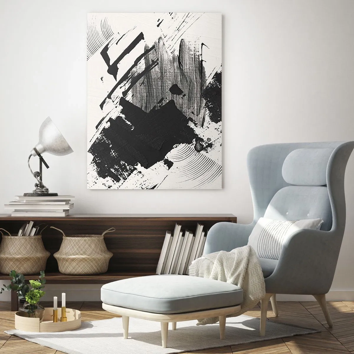 Quadro em vidro - Abstração – expressão do preto - 50x70 cm