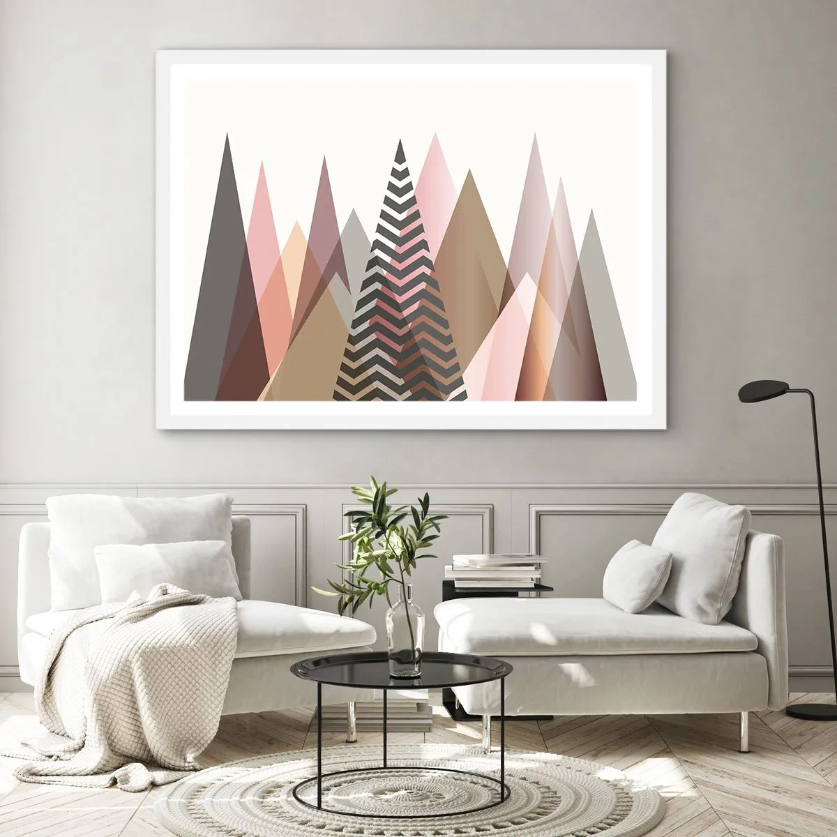 Pôster em moldura branca - Vista piramidal - 91x61 cm
