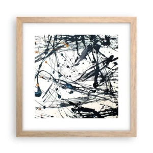 Pôster com moldura de carvalho claro - Abstração expressionista - 30x30 cm