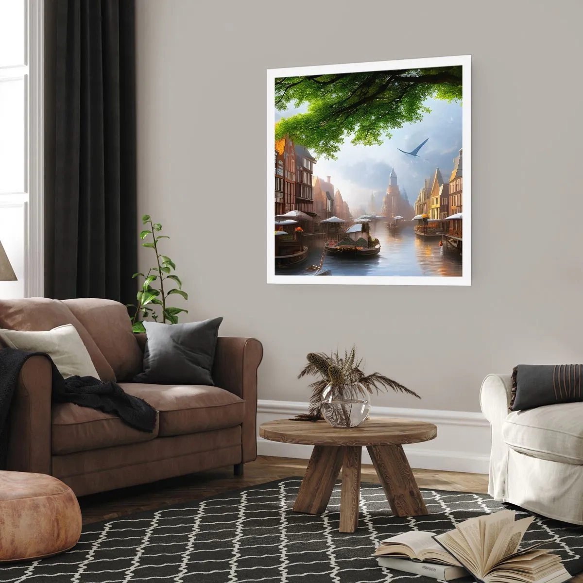 Pôster - Paisagem urbana holandesa - 50x50 cm