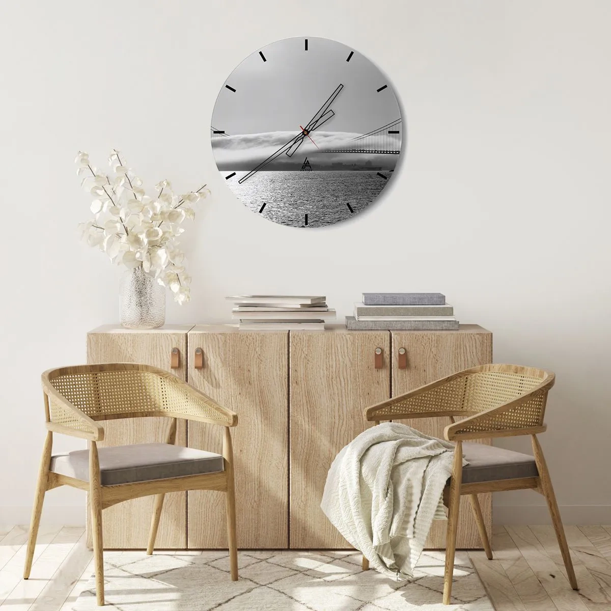 Relógio de parede - Relógio em vidro - Navegando pelo Golden Gate - 40x40 cm