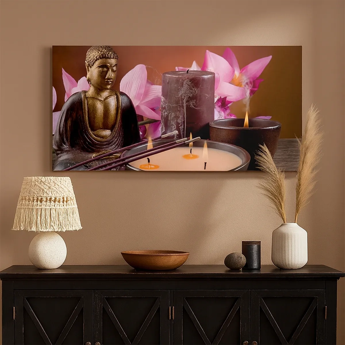 Quadro em tela - Limpar a mente, acalmar o corpo - 30x30 cm