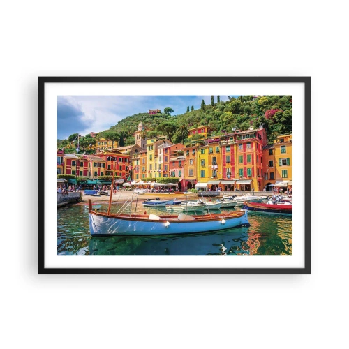 Pôster com moldura preta - Manhã italiana - 70x50 cm