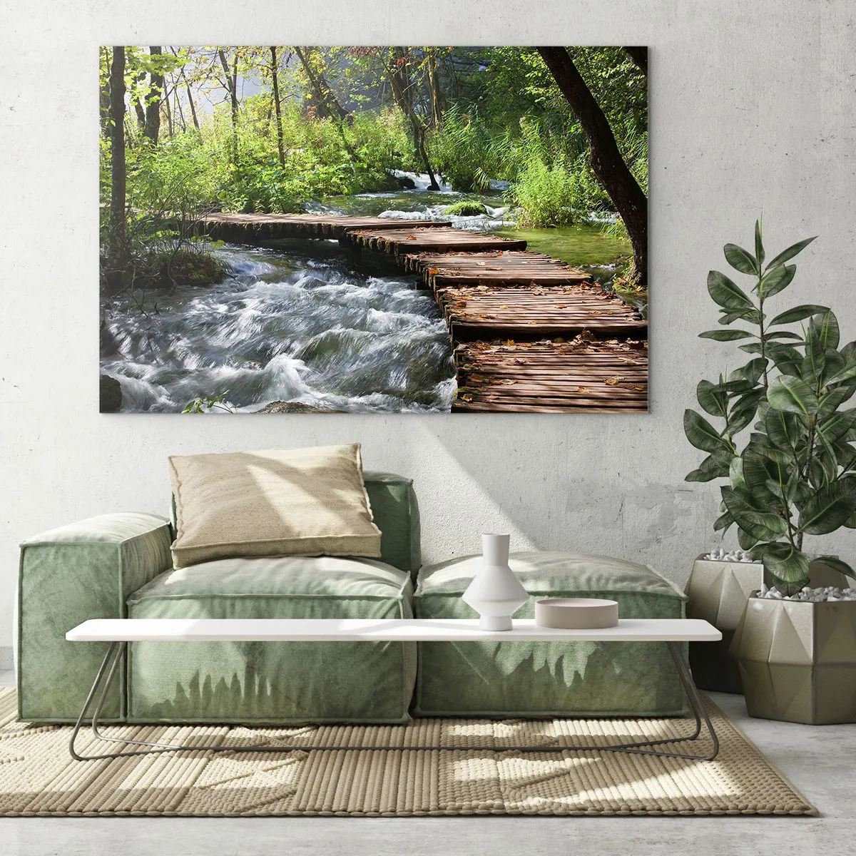 Quadro em vidro - Sobre a cascata espumosa - 120x80 cm