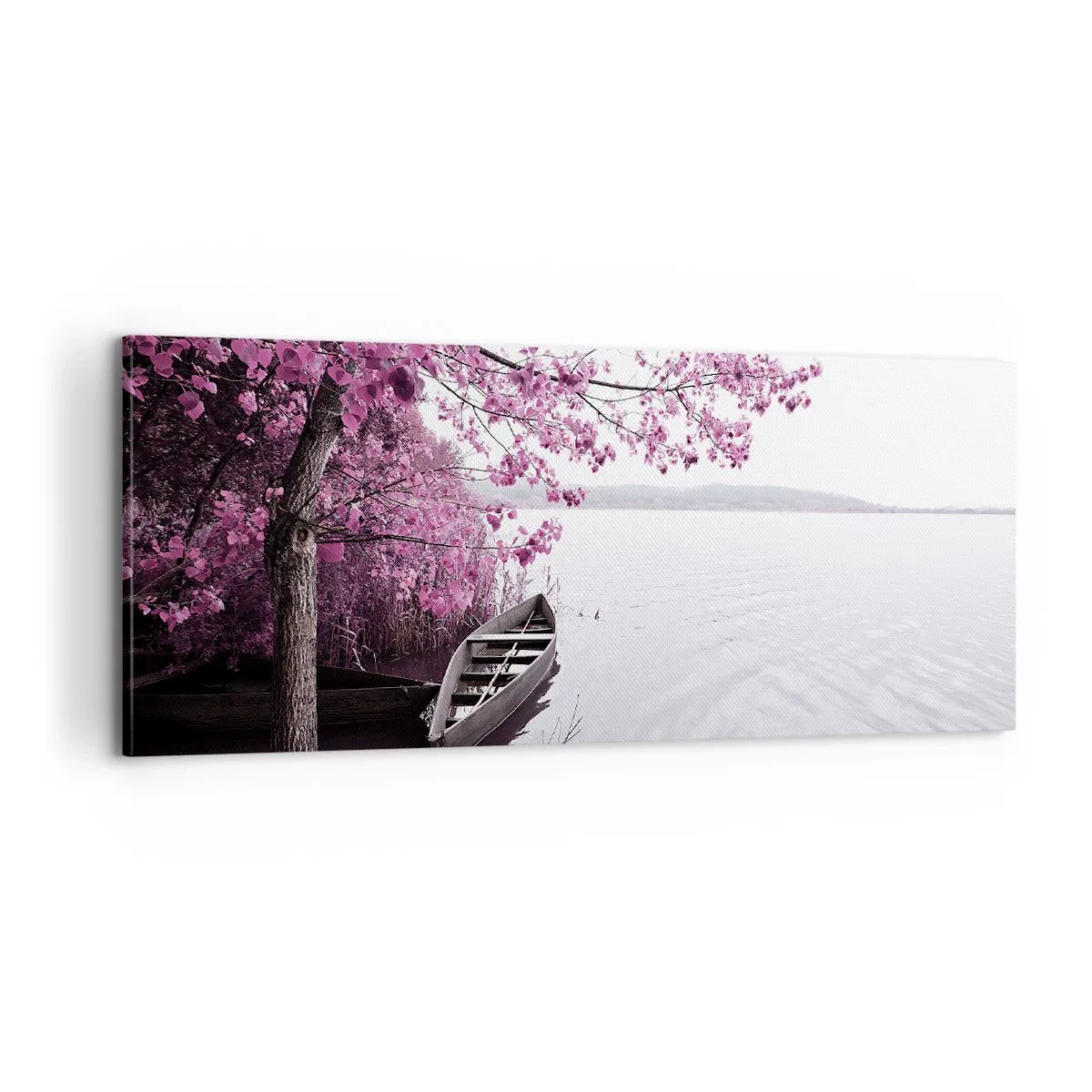 Quadro em tela - Em silêncio cor-de-rosa - 100x40 cm