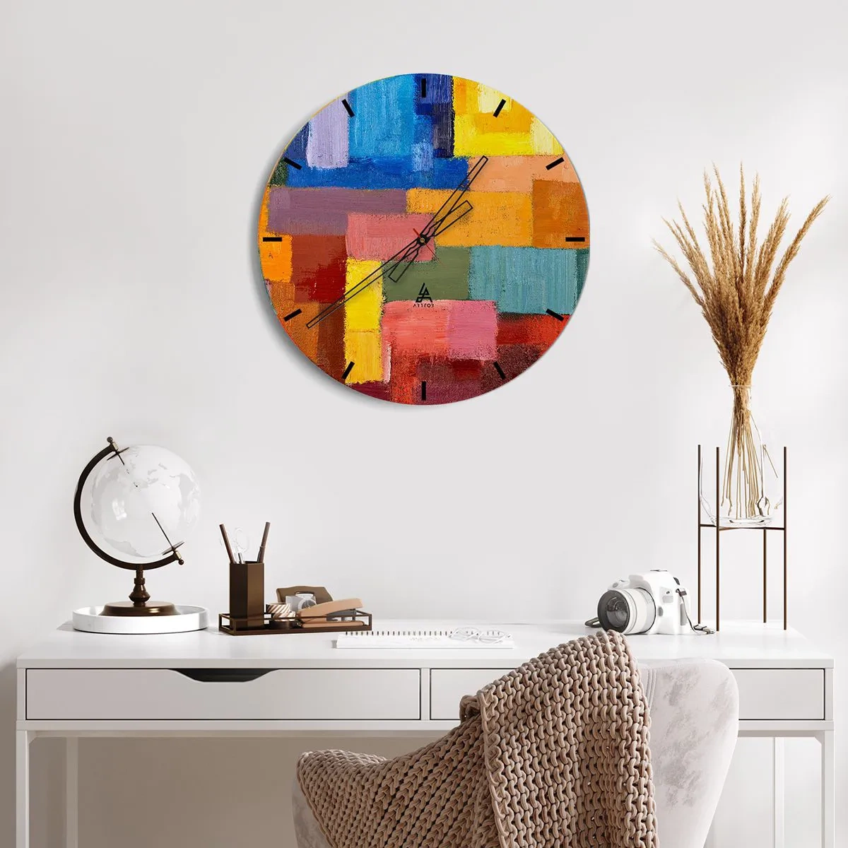 Relógio de parede - Relógio em vidro - Cada um diferente, todos coloridos - 30x30 cm